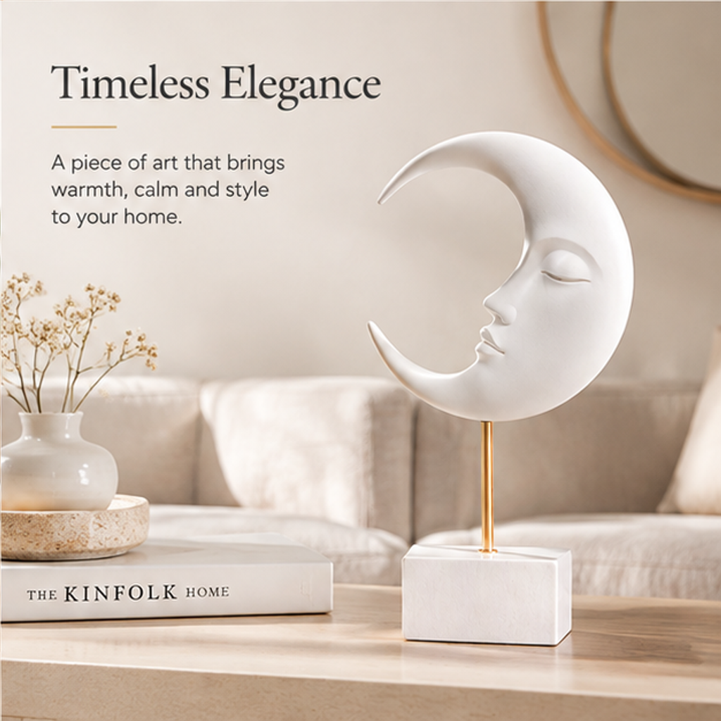 STORVIOBEE® Moon Face Stand Sculpture – Celestial Nordic Home Decor