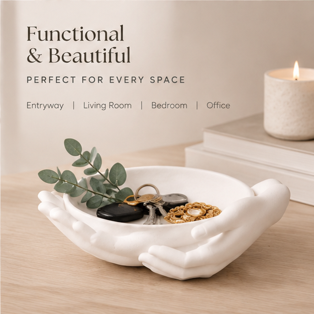 STORVIOBEE® Cupped Hands Trinket Dish – Sculptural Jewelry & Key Tray