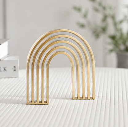 STORVIOBEE® Gold Arch Stack Sculpture – Minimalist Rainbow Arc Decor