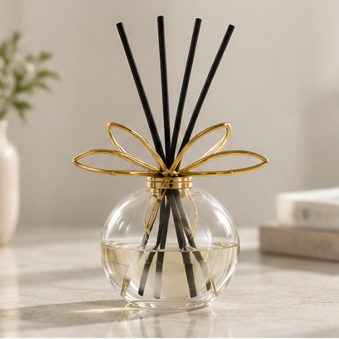 STORVIOBEE® Gold Petal Reed Diffuser – Luxury Glass Aroma Diffuser