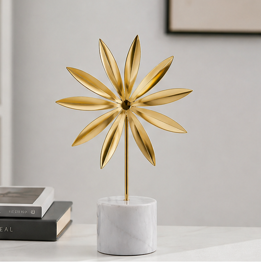 STORVIOBEE® Gold Petal Stand Sculpture – Luxury Marble Base Decor