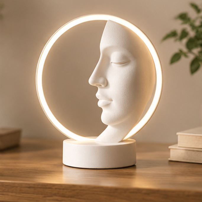STORVIOBEE® Face Halo LED Table Lamp – Sculptural Ambient Light