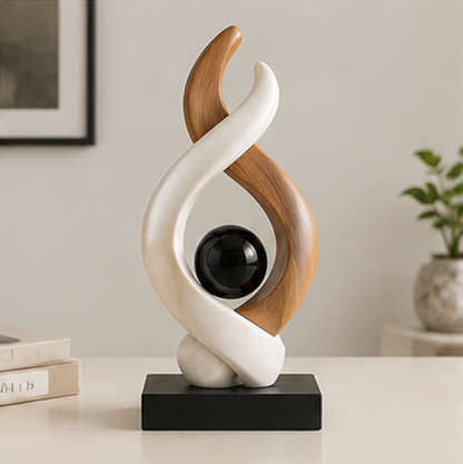 STORVIOBEE® Flame Spiral Sculpture – Abstract Wood & White Statement Decor