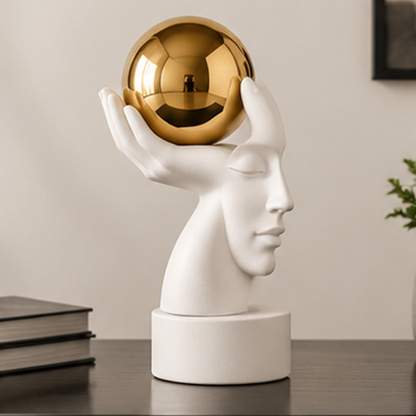 STORVIOBEE® Gold Sphere Face Sculpture – Modern Art Home Decor