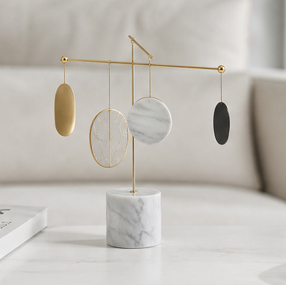 STORVIOBEE® Gold Mobile Balance Sculpture – Kinetic Marble Desk Art