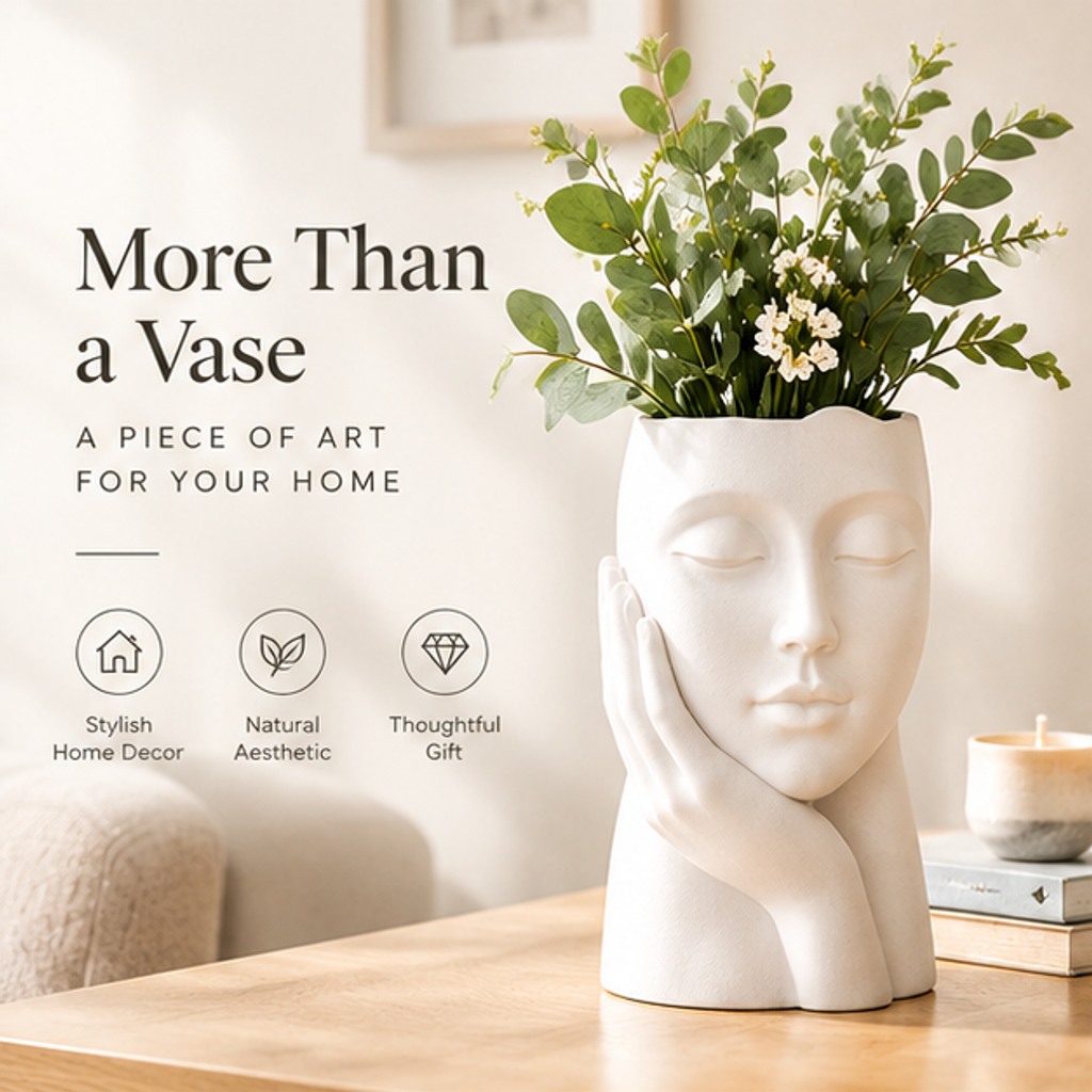 STORVIOBEE® Face Sculpture Vase – Minimalist Nordic Home Decor