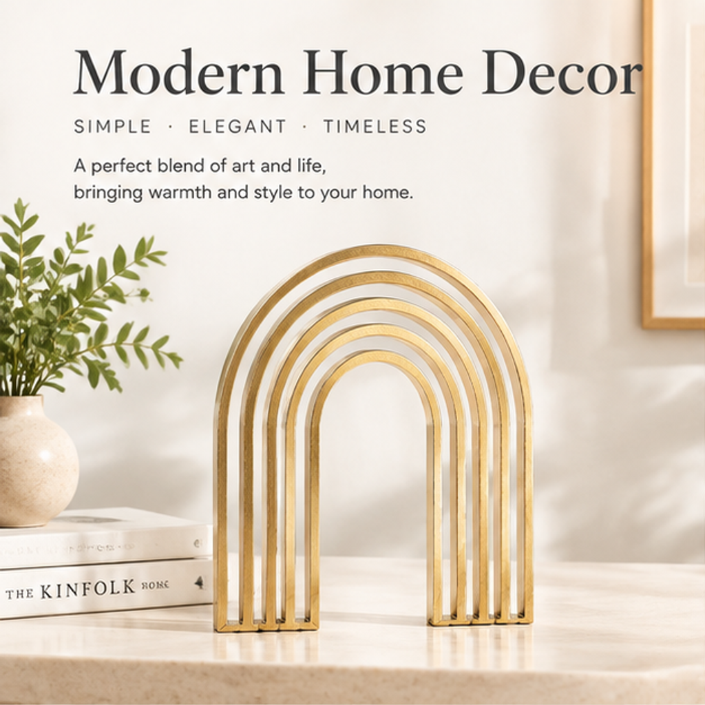 STORVIOBEE® Gold Arch Stack Sculpture – Minimalist Rainbow Arc Decor