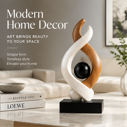 STORVIOBEE® Flame Spiral Sculpture – Abstract Wood & White Statement Decor