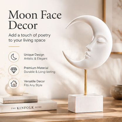 STORVIOBEE® Moon Face Stand Sculpture – Celestial Nordic Home Decor