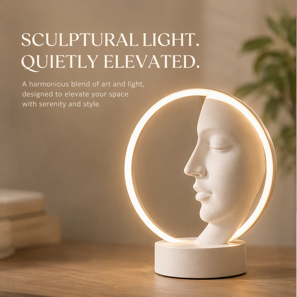 STORVIOBEE® Face Halo LED Table Lamp – Sculptural Ambient Light