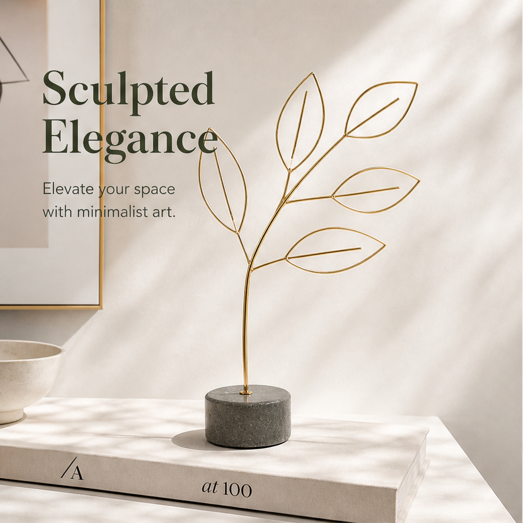 STORVIOBEE® Gold Leaf Branch Sculpture – Wire Art Botanical Decor