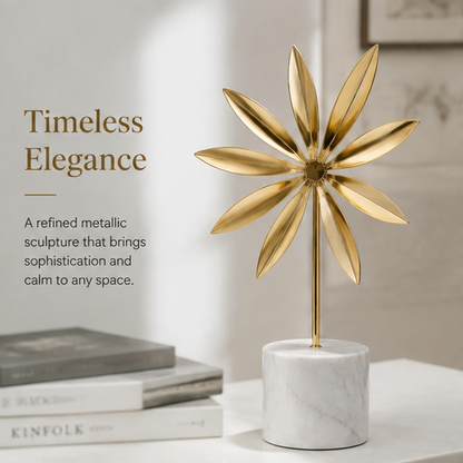 STORVIOBEE® Gold Petal Stand Sculpture – Luxury Marble Base Decor