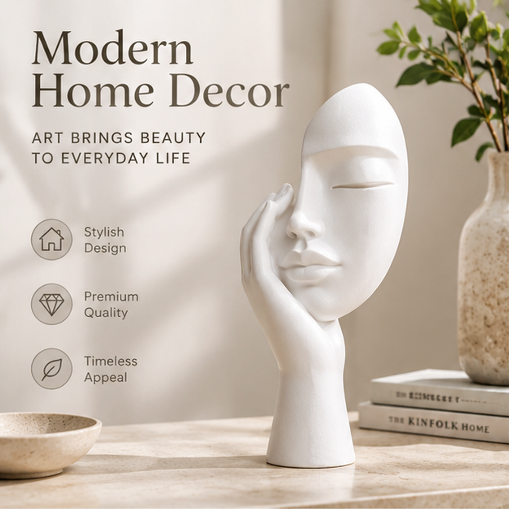 STORVIOBEE® Resting Face Sculpture – Minimalist Abstract Figure Decor