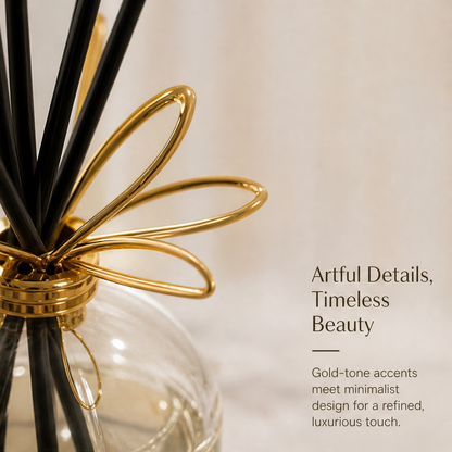 STORVIOBEE® Gold Petal Reed Diffuser – Luxury Glass Aroma Diffuser