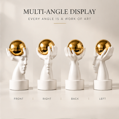 STORVIOBEE® Gold Sphere Face Sculpture – Modern Art Home Decor