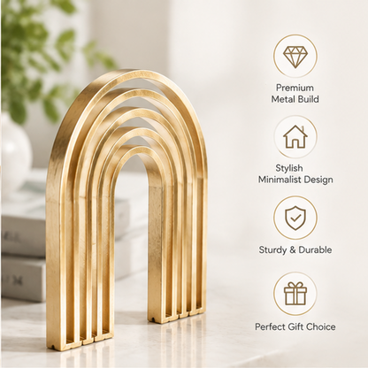 STORVIOBEE® Gold Arch Stack Sculpture – Minimalist Rainbow Arc Decor