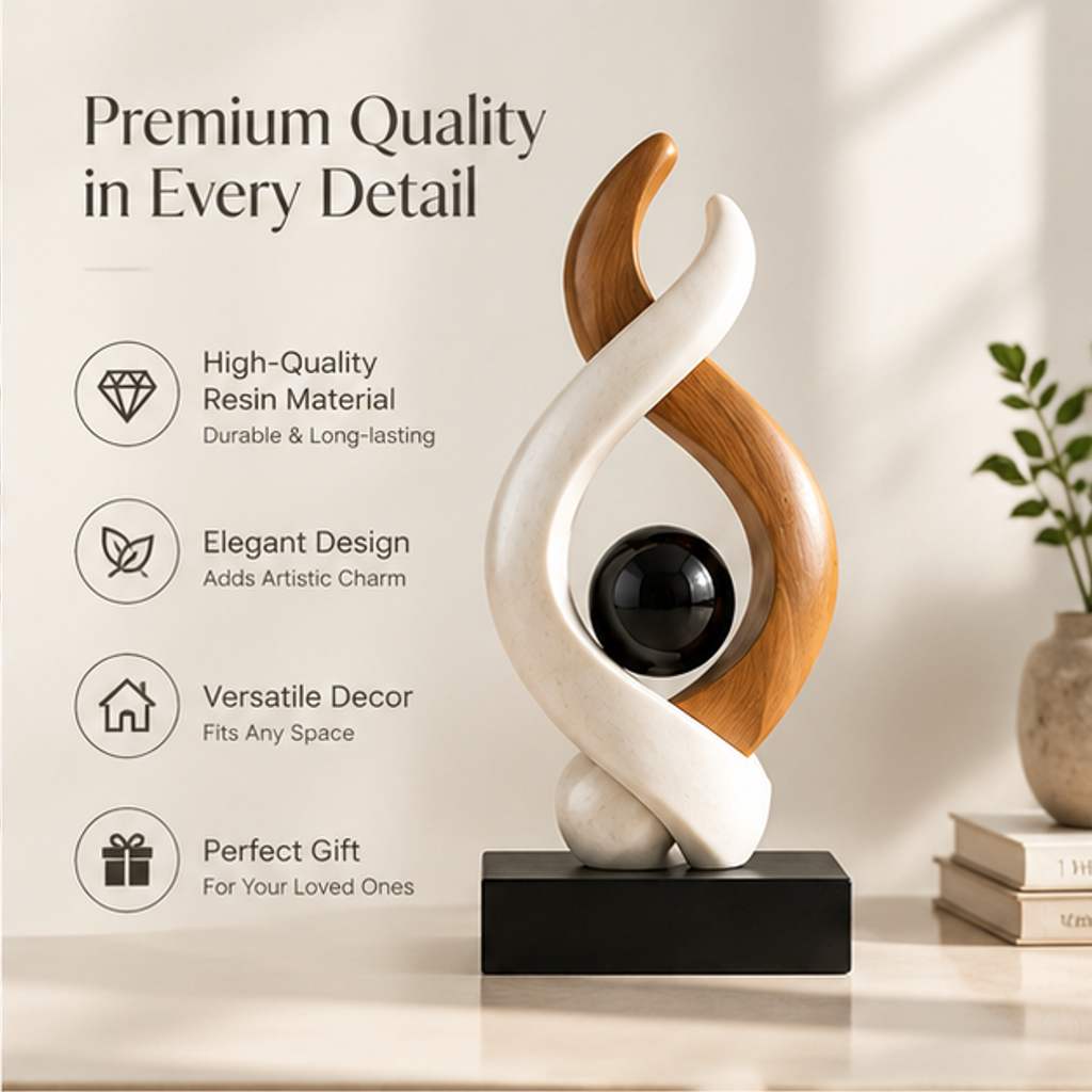 STORVIOBEE® Flame Spiral Sculpture – Abstract Wood & White Statement Decor