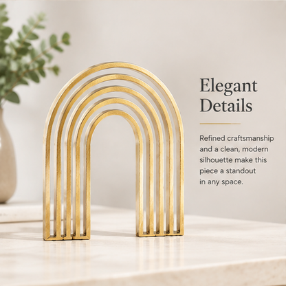 STORVIOBEE® Gold Arch Stack Sculpture – Minimalist Rainbow Arc Decor