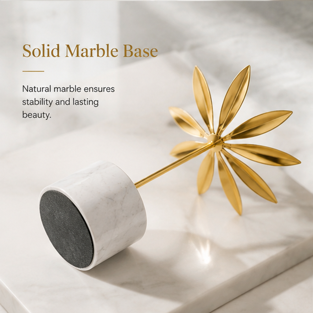 STORVIOBEE® Gold Petal Stand Sculpture – Luxury Marble Base Decor