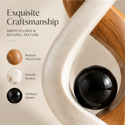 STORVIOBEE® Flame Spiral Sculpture – Abstract Wood & White Statement Decor