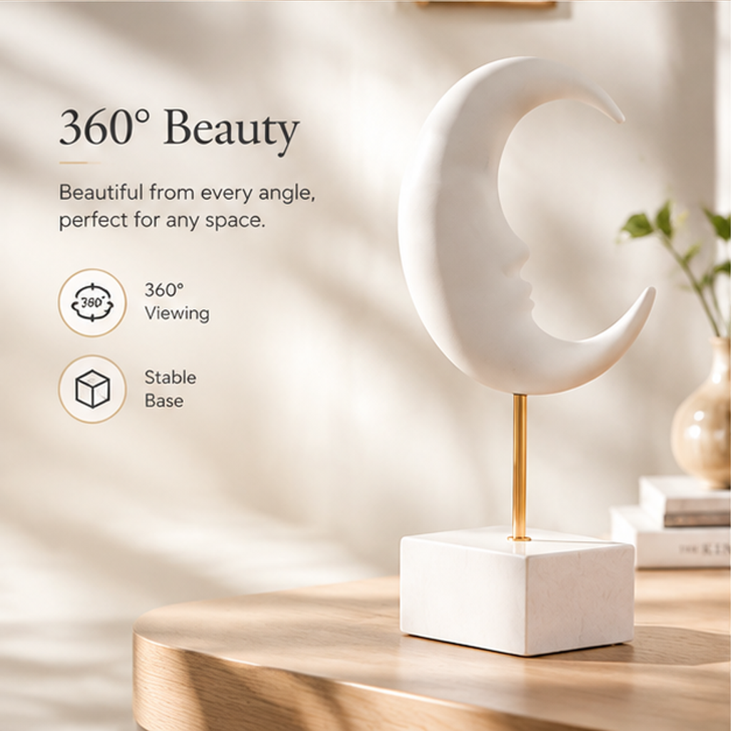 STORVIOBEE® Moon Face Stand Sculpture – Celestial Nordic Home Decor