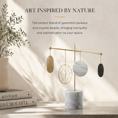 STORVIOBEE® Gold Mobile Balance Sculpture – Kinetic Marble Desk Art