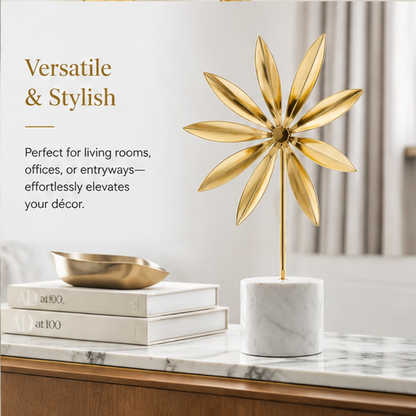 STORVIOBEE® Gold Petal Stand Sculpture – Luxury Marble Base Decor