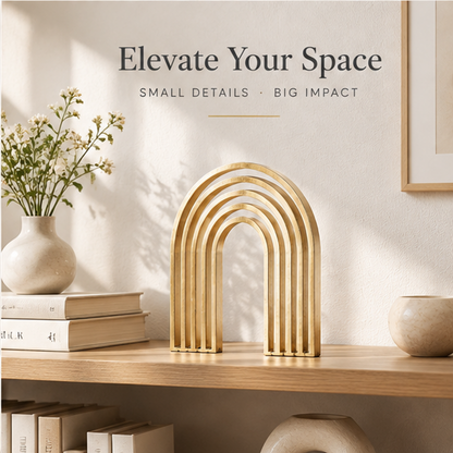 STORVIOBEE® Gold Arch Stack Sculpture – Minimalist Rainbow Arc Decor