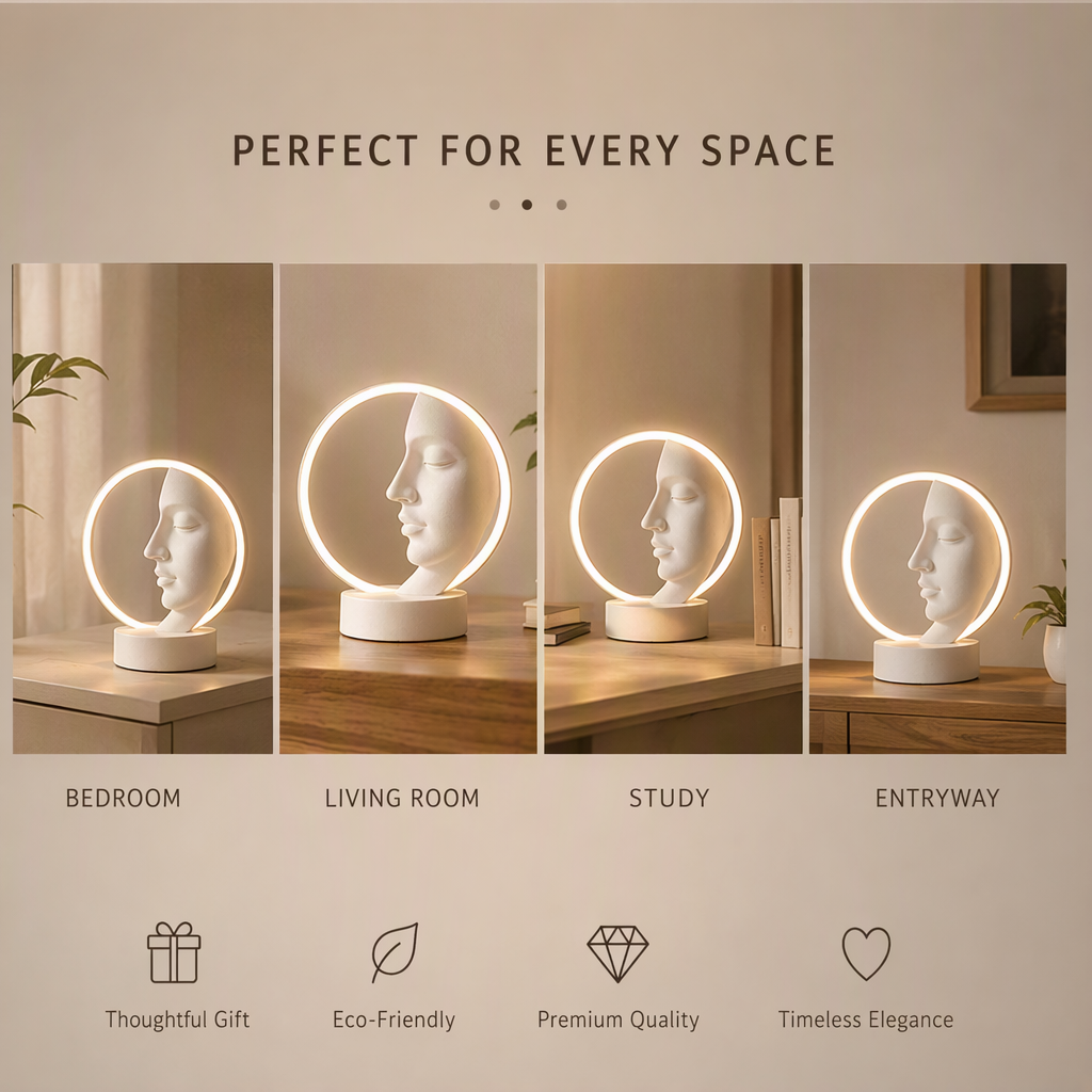 STORVIOBEE® Face Halo LED Table Lamp – Sculptural Ambient Light