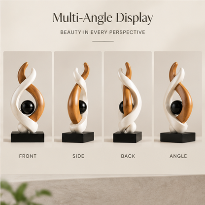 STORVIOBEE® Flame Spiral Sculpture – Abstract Wood & White Statement Decor